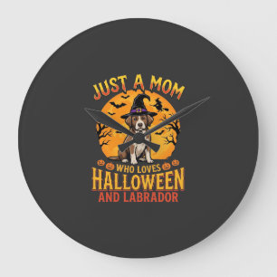 Halloween Labrador Mom Witch Dog Design_1 Large Clock