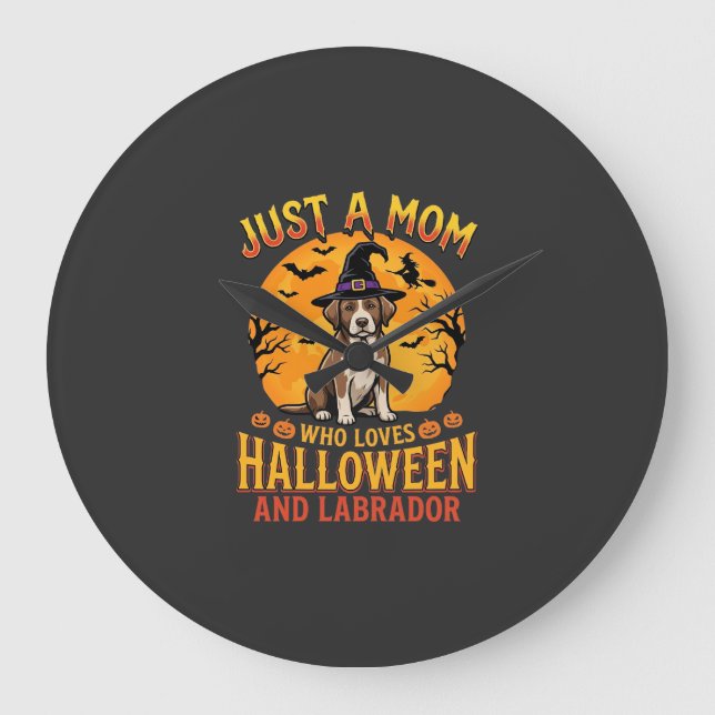 Halloween Labrador Mom Witch Dog Design_1 Large Clock (Front)