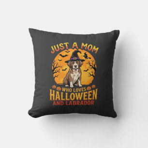 Halloween Labrador Mom Witch Dog Design_1 Throw Pillow