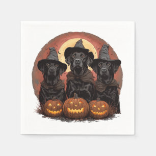 Halloween Labrador Retriever Dogs Witch Hats Napkin