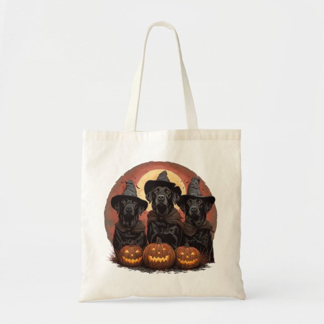 Halloween Labrador Retriever Dogs Witch Hats Tote Bag (Front)