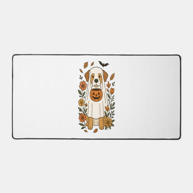 Halloween Labrador Retriever Flowers Desk Mat (Front)