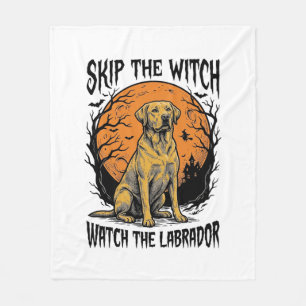 Halloween Labrador Shirt with Spooky Dog Warning_1 Fleece Blanket