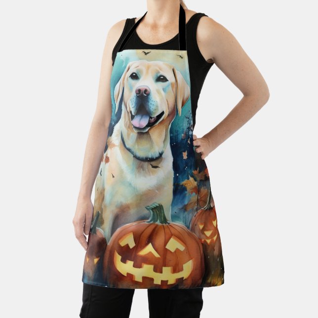 Halloween Labrador With Pumpkins Scary Apron (Insitu)