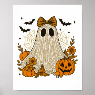 Halloween Lace Ghost Coquette Flower Bow Floral Sp Poster