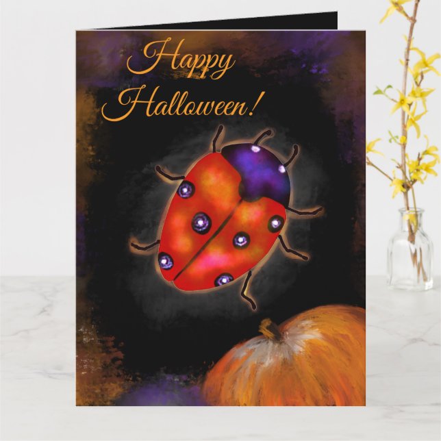 Halloween Ladybug Card (Yellow Flower)