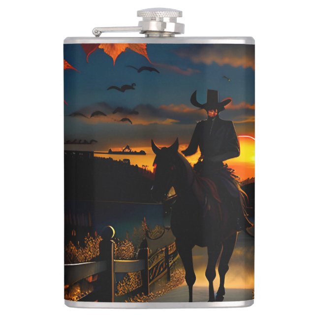 Halloween Landscape Seven Hip Flask (Front)