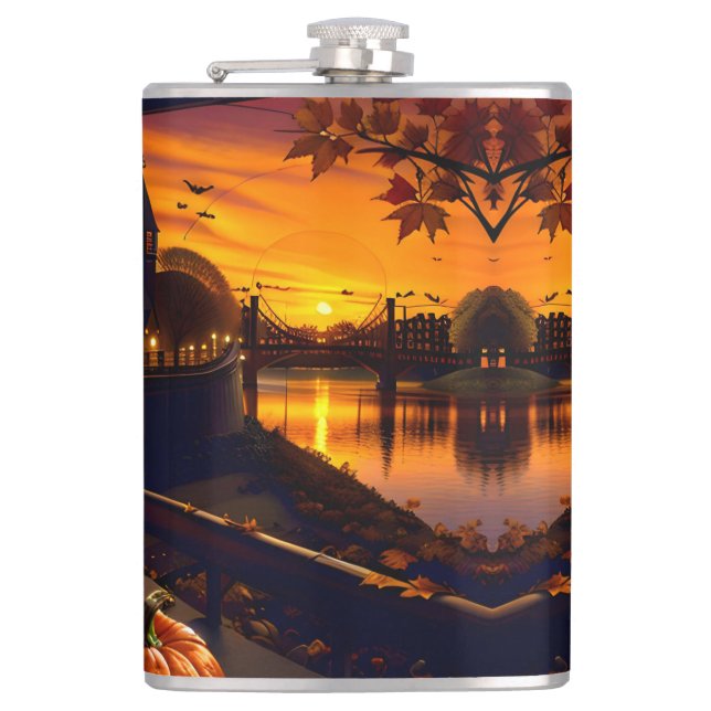 Halloween Landscape Two Hip Flask (Front)
