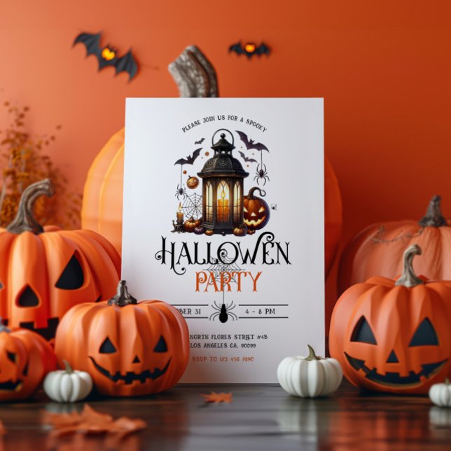 Halloween Lantern Baths & Spider Party Invitation (Creator Uploaded)