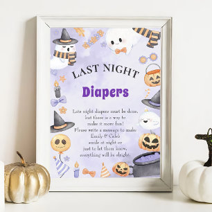 Halloween "Late Night Diapers" Baby Shower Game Po Poster