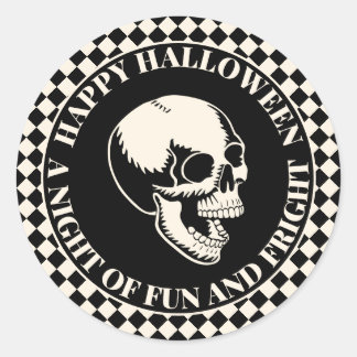 Halloween Laughing Skulls Fun and Fright Classic Round Sticker