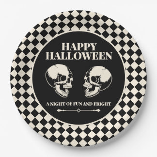 Halloween Laughing Skulls Fun and Fright Paper Plate