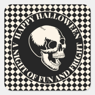 Halloween Laughing Skulls Fun and Fright Square Sticker