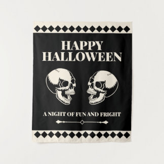 Halloween Laughing Skulls Fun and Fright Tapestry