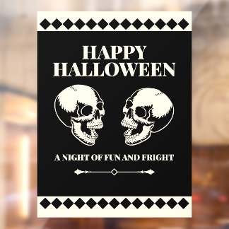 Halloween Laughing Skulls Fun and Fright Window Cling