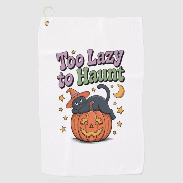 Halloween Lazy Ghost Golf Towel (Front)