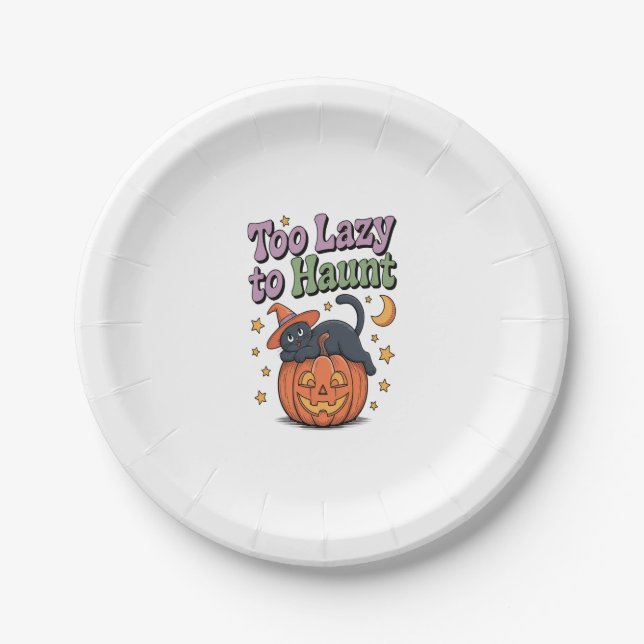Halloween Lazy Ghost Paper Plate (Front)
