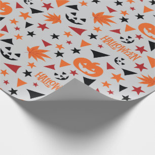 Halloween Leaves and Pumpkin Seamless Gift Wrap