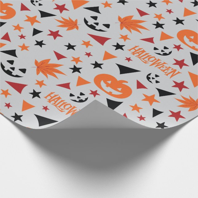 Halloween Leaves and Pumpkin Seamless Gift Wrap (Corner)