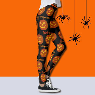 Halloween Leggings Jack-O-Lanterns Orange Citrouil