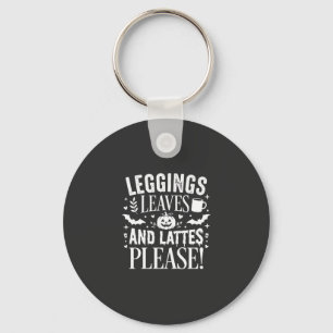Halloween Leggings Leaves and Lattes Fall Coffee D Keychain