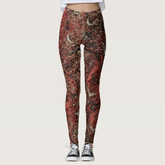 Halloween Leggings with Silver Bats & Crescent Moo