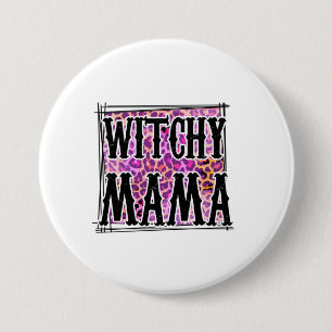 Halloween Leopard Witchy Mama Birthday 3 Inch Round Button