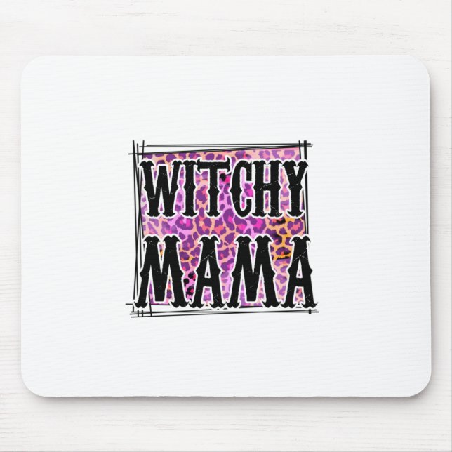 Halloween Leopard Witchy Mama Birthday Mouse Pad (Front)