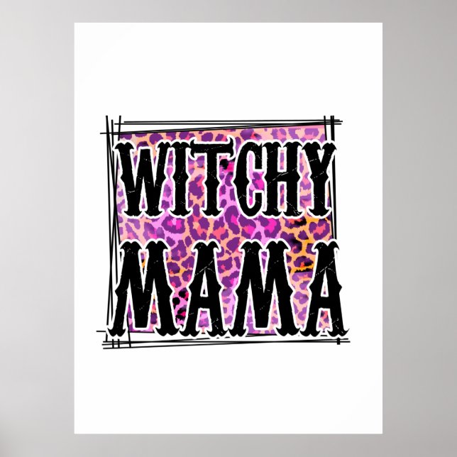 Halloween Leopard Witchy Mama Birthday Poster (Front)