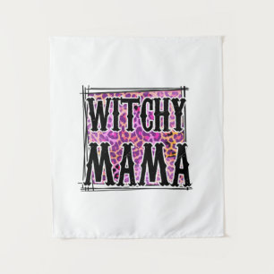 Halloween Leopard Witchy Mama Birthday Tapestry