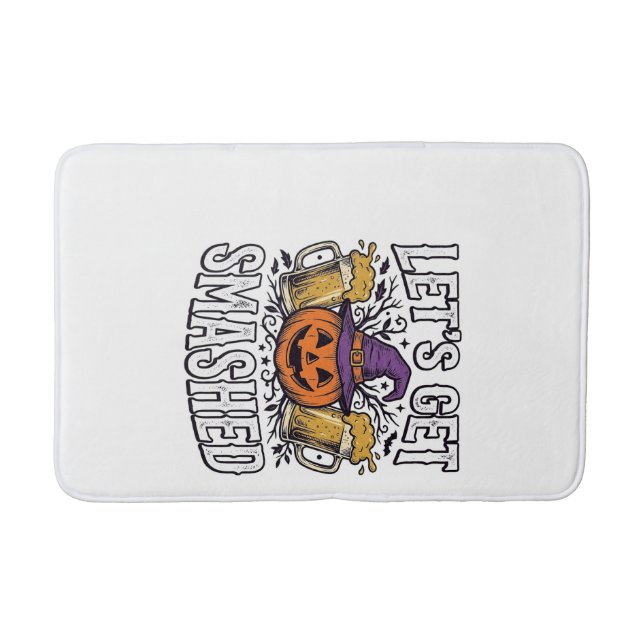 Halloween Let’s Get Smashed Pumpkin Beer Bath Mat (Front)