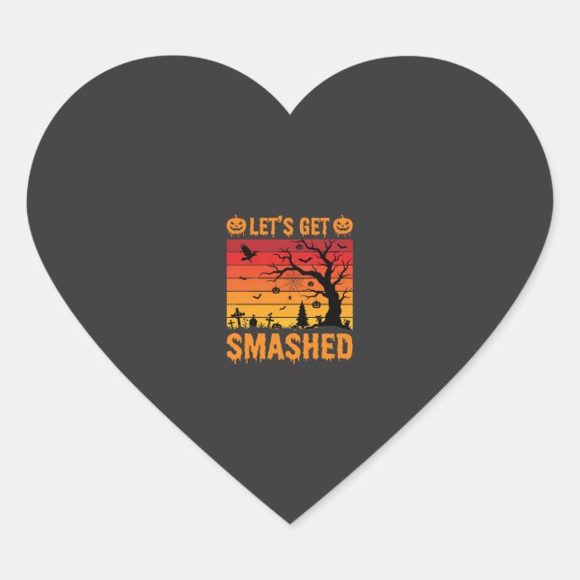 Halloween Lets Get Smashed Haunted Graveyard Heart Sticker (Front)