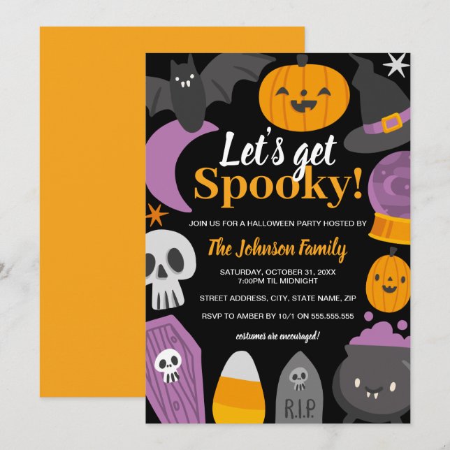 Halloween Let's Get Spooky Party  Invitation (Front/Back)