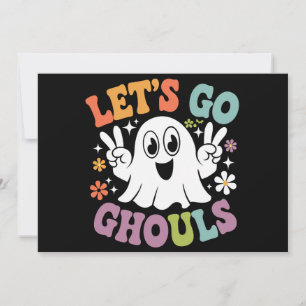 Halloween Let's Go Ghouls Ghost Retro Costume Invitation