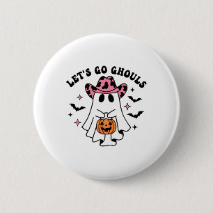 Halloween Let's Go Ghouls Ghost Retro Costume Wome 2 Inch Round Button