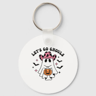 Halloween Let's Go Ghouls Ghost Retro Costume Wome Keychain