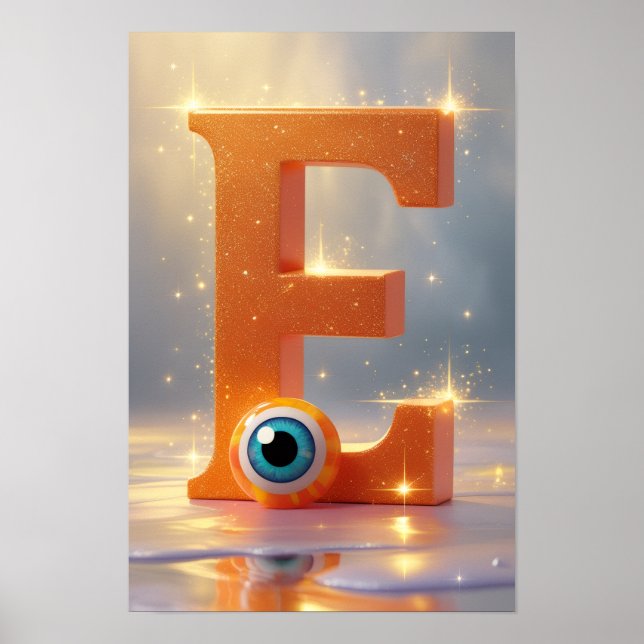 Halloween Letter E Monster Eye Classroom Wall Art  (Front)