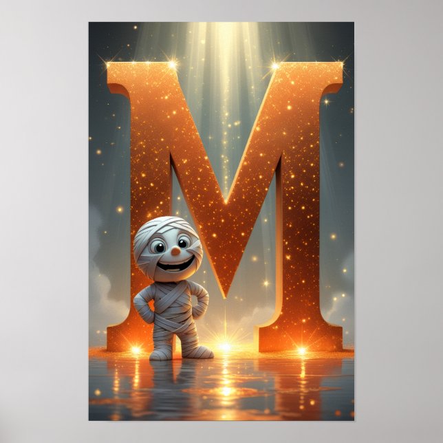 Halloween Letter Glowing M Wall Art for Kids Rooms (Front)