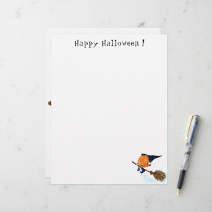 Halloween Letterhead Witch Pumpkin Flying Broom