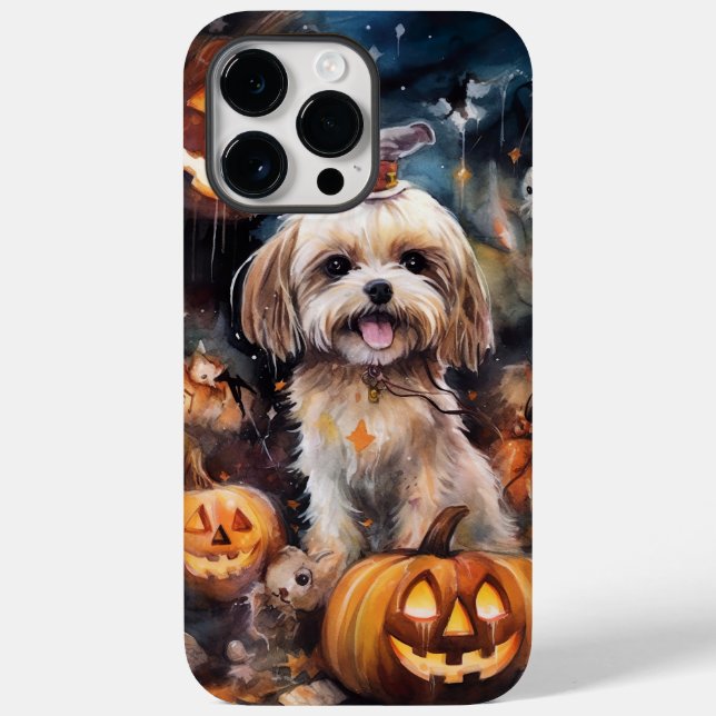 Halloween Lhasa Apso With Pumpkins Scary  Case-Mate iPhone Case (Back)
