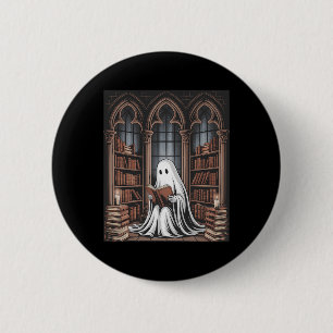 Halloween Librarian Ghost Reading Books Lovers Lib 2 Inch Round Button