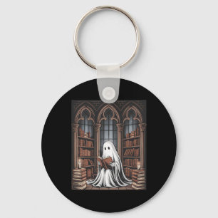 Halloween Librarian Ghost Reading Books Lovers Lib Keychain