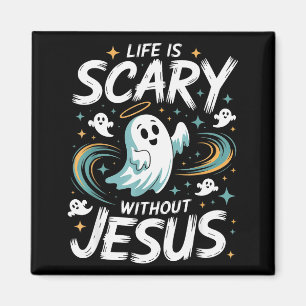 Halloween Life Scary Without Jesus Christian Costu Magnet