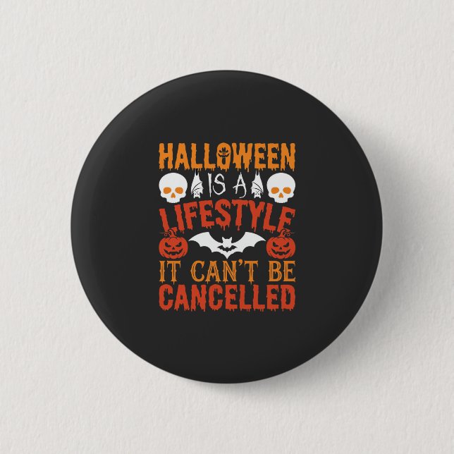 Halloween Lifestyle Bat Pumpkin Typography Vector 2 Inch Round Button (Front)