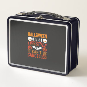 Halloween Lifestyle Bat Pumpkin Typography Vector Metal Lunch Box
