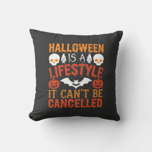 Halloween Lifestyle Bat Pumpkin Typography Vector Throw Pillow