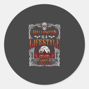 Halloween Lifestyle Bat Skull Graveyard Pumpkins F Classic Round Sticker