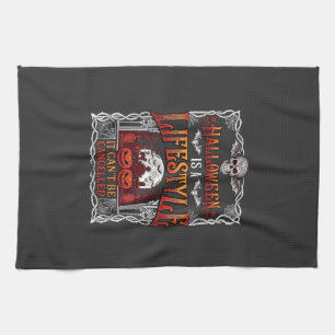 Halloween Lifestyle Bat Skull Graveyard Pumpkins F Kitchen Towel