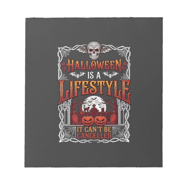 Halloween Lifestyle Bat Skull Graveyard Pumpkins F Notepad (Front)