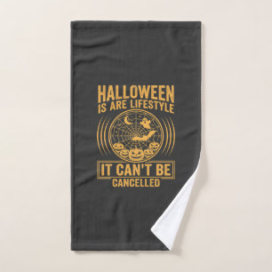Halloween Lifestyle Bat Spider Web Design_1 Hand Towel